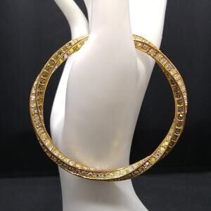 Vintage AB Rhinestone Twisted Bangle Bracelet, 1980s